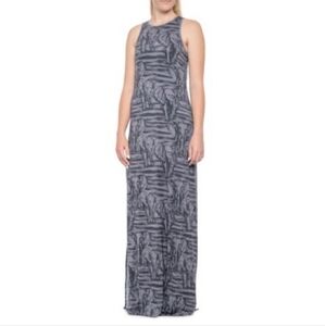 Mott50 Grey Elephant Abstract Print Maxi Sleeveless Jersey Knit Dress UPF 50 Lar